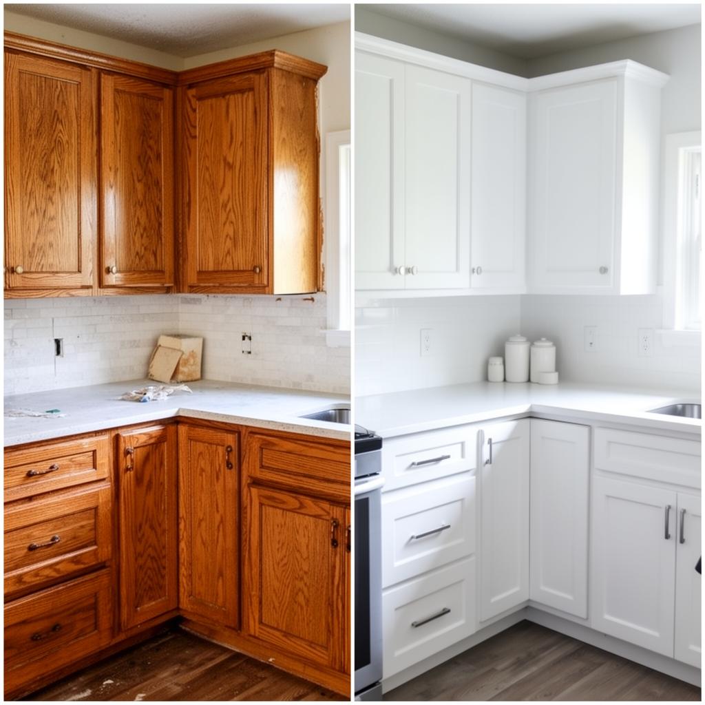 Before & After cabinet finish in Markham Ontario